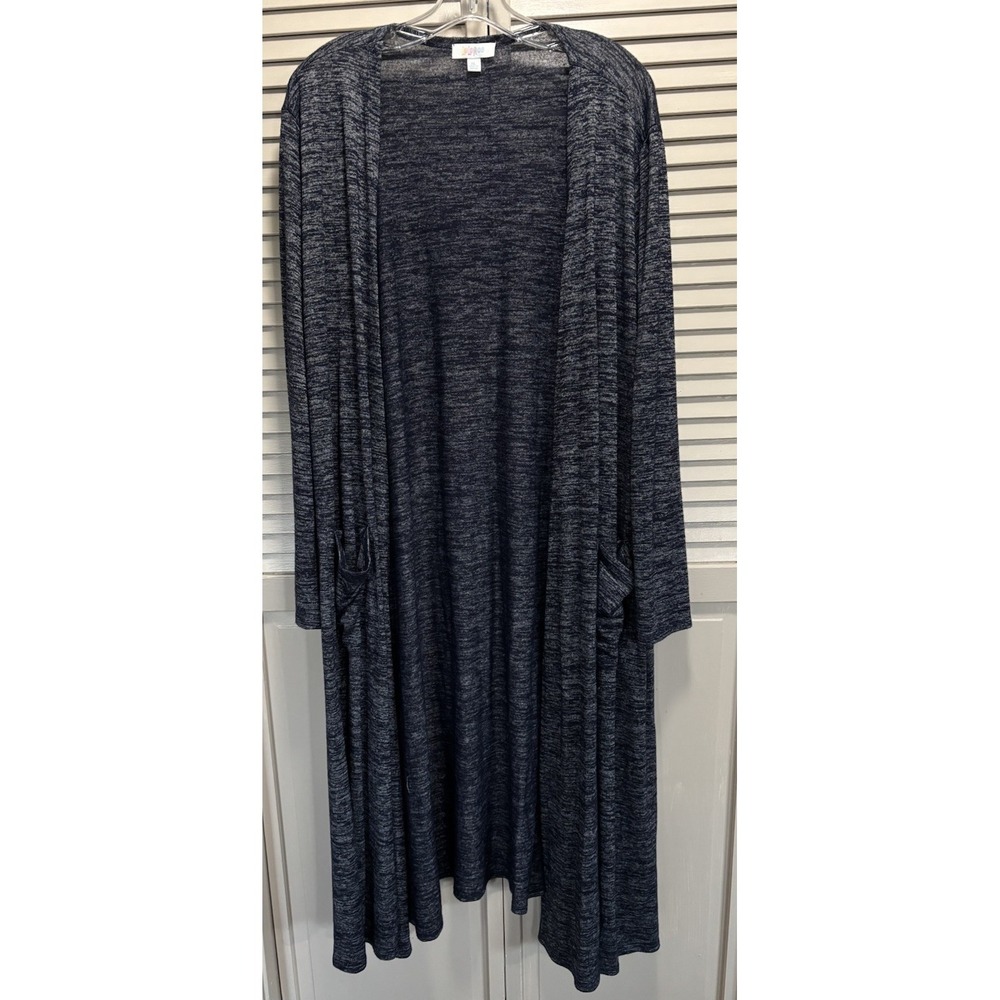 LulaRoe Blue/Gray ‎ Long Open Duster Size XL Pockets Lightweight Casual
